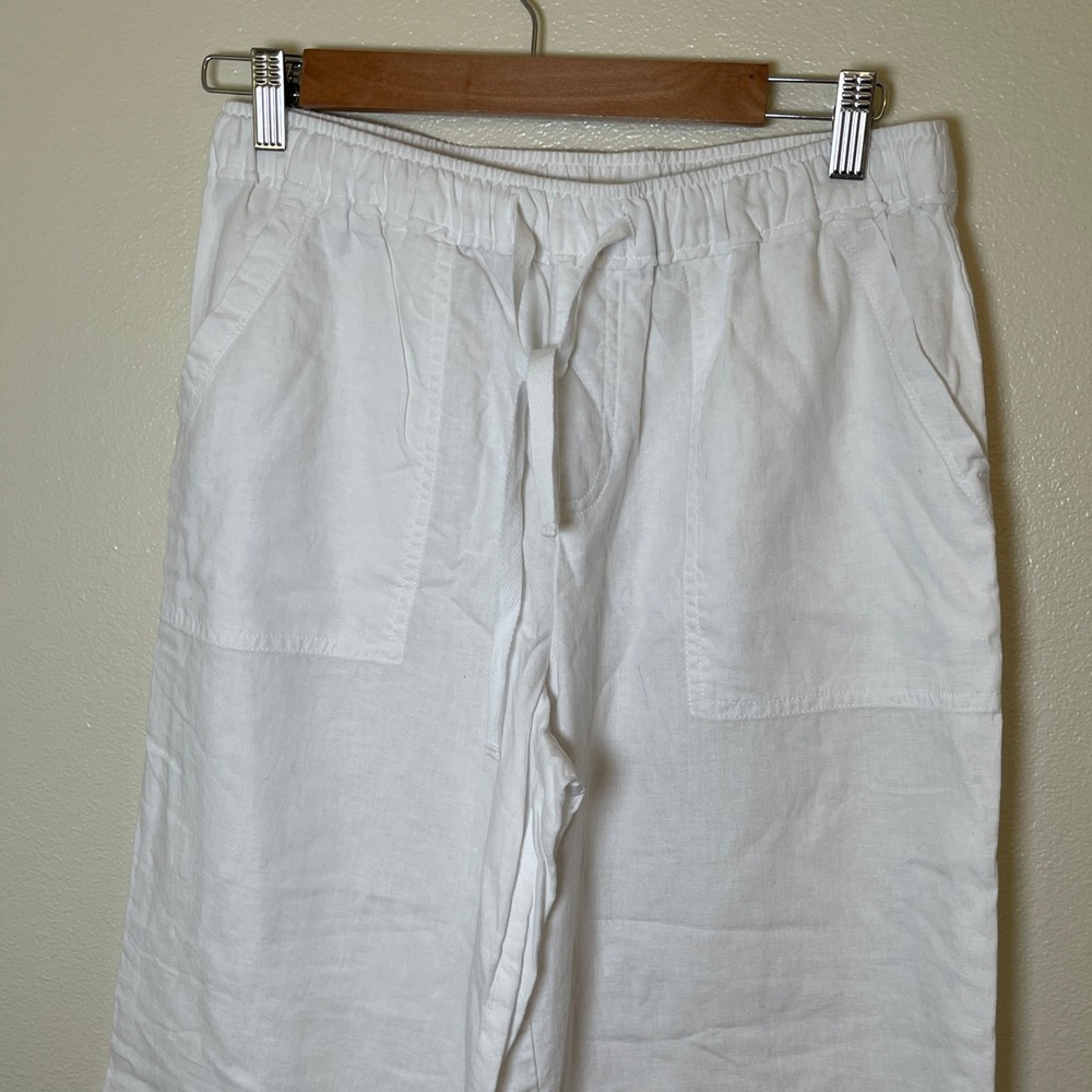 Casa Cabana Women's Linen Blend Pull on White Capris‎ Size Small